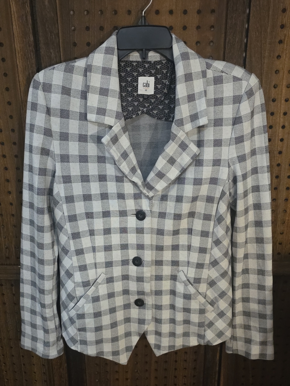 CAbi Women's Black and White Check Blazer Size 12